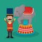 Circus presenter with elephant