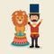 Circus presenter with lion