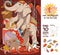 Circus show with elephant, clown, dog, lion and donkey. Find 10 hidden objects