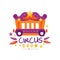 Circus show logo design, carnival, festive, circus show label, colorful hand drawn template of flyear, poster, banner