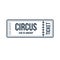 Circus show ticket. Invitation to activity, loud show, presentation, opening.