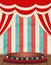 Circus striped background with vintage tent and podium. Design for presentation, concert, show