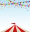 Circus striped tent with flags