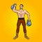 Circus strongman with dumbbell pop art vector