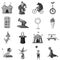 Circus symbols icons set monochrome