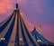 Circus tent in a dramatic sunset sky colorful