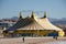 Circus tent installed on a beach