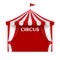 Circus Tent Poster Background Vector Template. Red and White Stripes, Striped Dome, Canopy