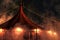 a circus tent with smoke as well as lights