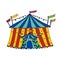 Circus Tent Vector icon. Hand drawn illustration. Sticker print design.