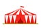 Circus tent. Vector illustration. Carnival red marquee. Flat design