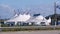 Circus tents and big top in city park, in Povoa de Varzim Portugal