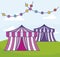 circus tents with garlands in grass