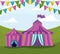 Circus tents with garlands isolated icon
