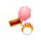 Circus ticket, sugar cotton candy and fire burning circle