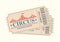 Circus tickets. Amazing show. Retro card with carnival tent or marquee. Admit one coupon. Vector illustration