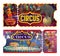 Circus tickets with clown, juggler and animals