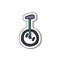 Circus unicycle doodle icon, vector sticker illustration