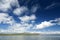 Cirrostratus clouds above clear Mongolian lake