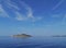 Cirrus clouds above an island in the Mediterranen