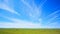 Cirrus clouds floating in blue sky. Grassland in Inner Mongolia, China. Time-lapse