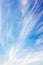 Cirrus clouds, vertical natural blue cloudy sky photo