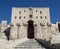 Citadel fortress gate landmark in central old aleppo city syria