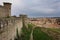 Citadel rampart and the village. Carcassonne. France