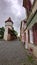 Citadel street of Sibiu - old fortified wall and towers of the ancient city fortress