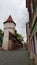 Citadel street of Sibiu - old fortified wall and towers of the ancient city fortress