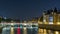 Cite island view with Conciergerie Castle and Pont au Change, over the Seine river timelapse. France, Paris