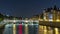 Cite island view with Conciergerie Castle and Pont au Change, over the Seine river timelapse. France, Paris