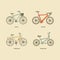 Citi bike, road bike, trekking bike, freestyle bike vector icons.