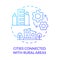 Cities connected with rural areas blue gradient concept icon