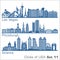 Cities of USA - Las Vegas, Pittsburgh, Atlanta. Detailed architecture. Trendy vector illustration.