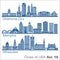 Cities of USA - Oklahoma City, Memphis, Milwaukee. Detailed architecture. Trendy vector illustration.