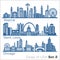 Cities of USA - Seattle, Saint Louis, Chicago. Detailed architecture. Trendy vector illustration.