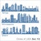 Cities of USA - Tampa, Minneapolis, Miami,. Detailed architecture. Trendy vector illustration.