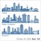 Cities of USA - Tulsa, New Orleans, Austin. Detailed architecture. Trendy vector illustration.