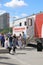 Citizens donate blood on a summer day in a mobile point in Novosibirsk