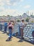 Citizens fishing on the Galata bridge. Istanbul, Turkey.