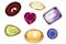 Citrine , amethyst, peridot , ruby , quartz, amber, opalgems gem