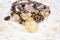 Citrine mineral stone pendant beads necklace on decorative background