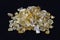 Citrine yellow gem geode crystals geological mineral as nice background close up partial focused