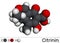 Citrinin molecule. It is antibiotic and mycotoxin from Penicillium citrinum. Molecular model. 3D rendering