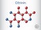 Citrinin molecule. It is antibiotic and mycotoxin from Penicillium citrinum. Molecule model. Sheet of paper in a cage