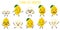 Citron citrus fruit cute funny cheerful characters with different poses and emotions