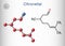 Citronellal, rhodinal molecule. It is monoterpenoid aldehyde. Structural chemical formula, molecule model. Sheet of paper in a