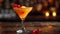 Citrus cocktail gleams on the bar counter, a vibrant invitation to savor