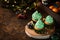 Citrus cupcakes with butter cream and festive decor for New Year and Christmas
